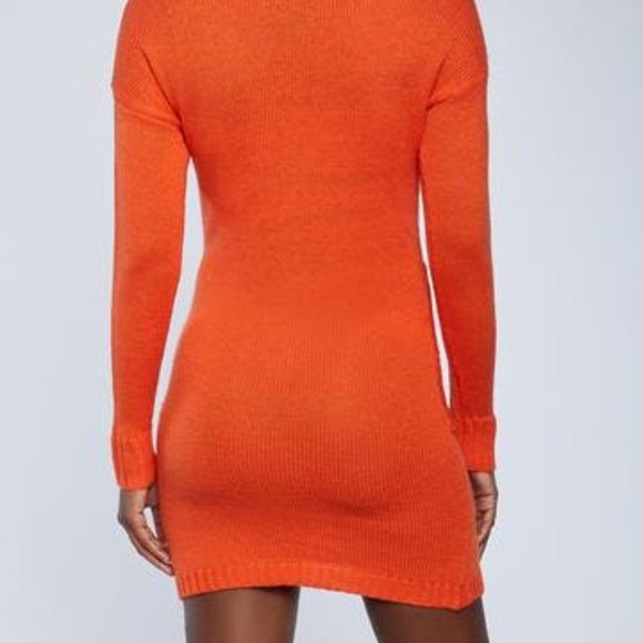 NWT Twist Detail Sweater Dress - Orange Sz SMALL - Picture 2 of 8